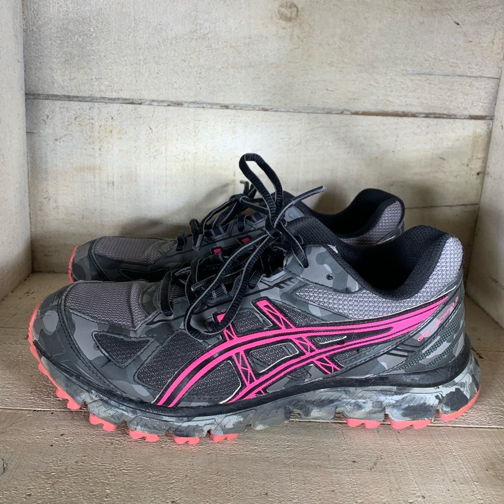 Womens ASICS gel scram 2 athletic shoes black gray pink size 8.5 A390415